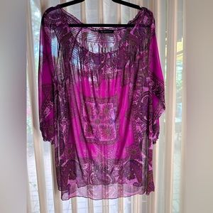 Inc. sheer mesh paisley tunic top